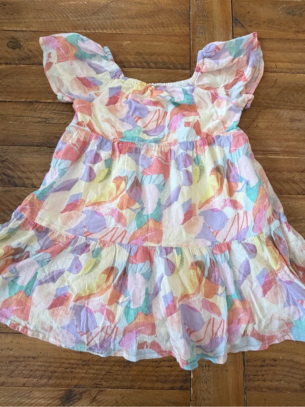 GAP Girls' Pastel Watercolor Tiered Dress - Pink, Purple, Mint, Yellow, Peach